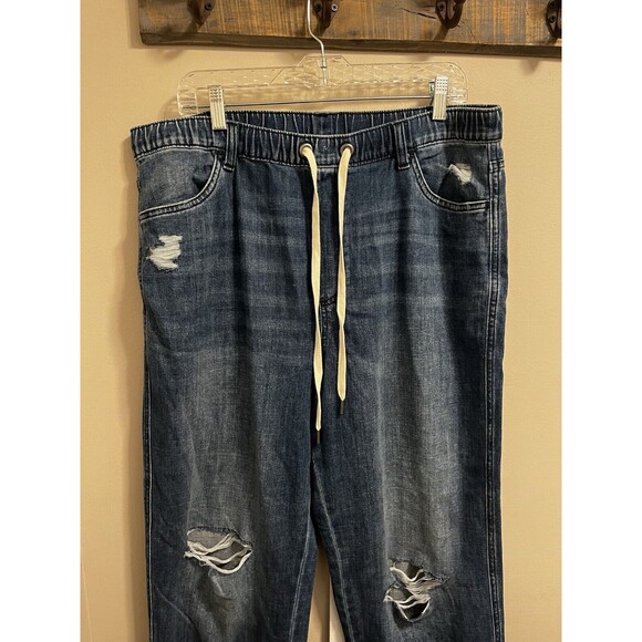 Aerie Pull On Distressed Drawstring Waist Jeans Women's Size XL - Picture 2 of 8